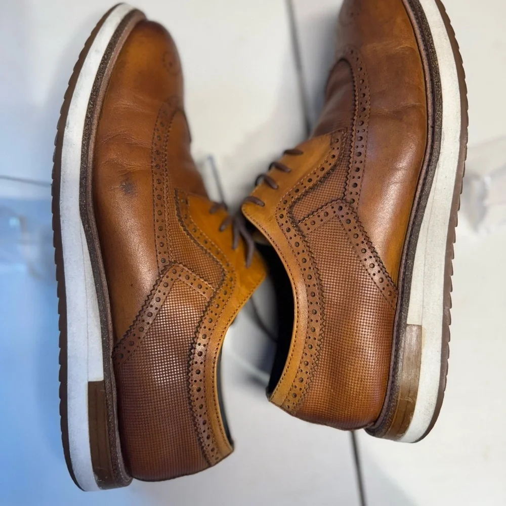 Zanzara Brown Wingtip Brogue Oxford Dress Shoes Mens 9 Leather Modern